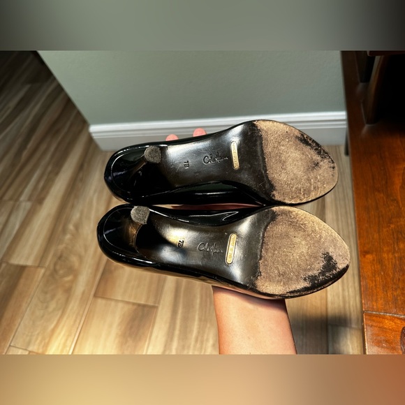 Cole Haan Peep Toe Black Patent Pumps Nike Air Collection Heels Sandals Shiny - Picture 7 of 8